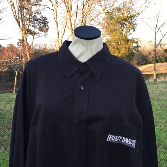Harley Davidson LS Front Button Black Shirt Sz 2XL - Picture 3 of 8